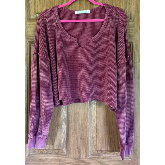 Altar’d State Oversize Medium Waffle Long Sleeve Slightly Cropped PTP 32” - Picture 1 of 4